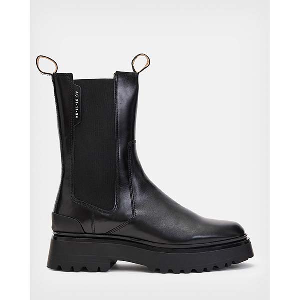 Allsaints Australia Womens Amber Leather Boots Black AU49-458